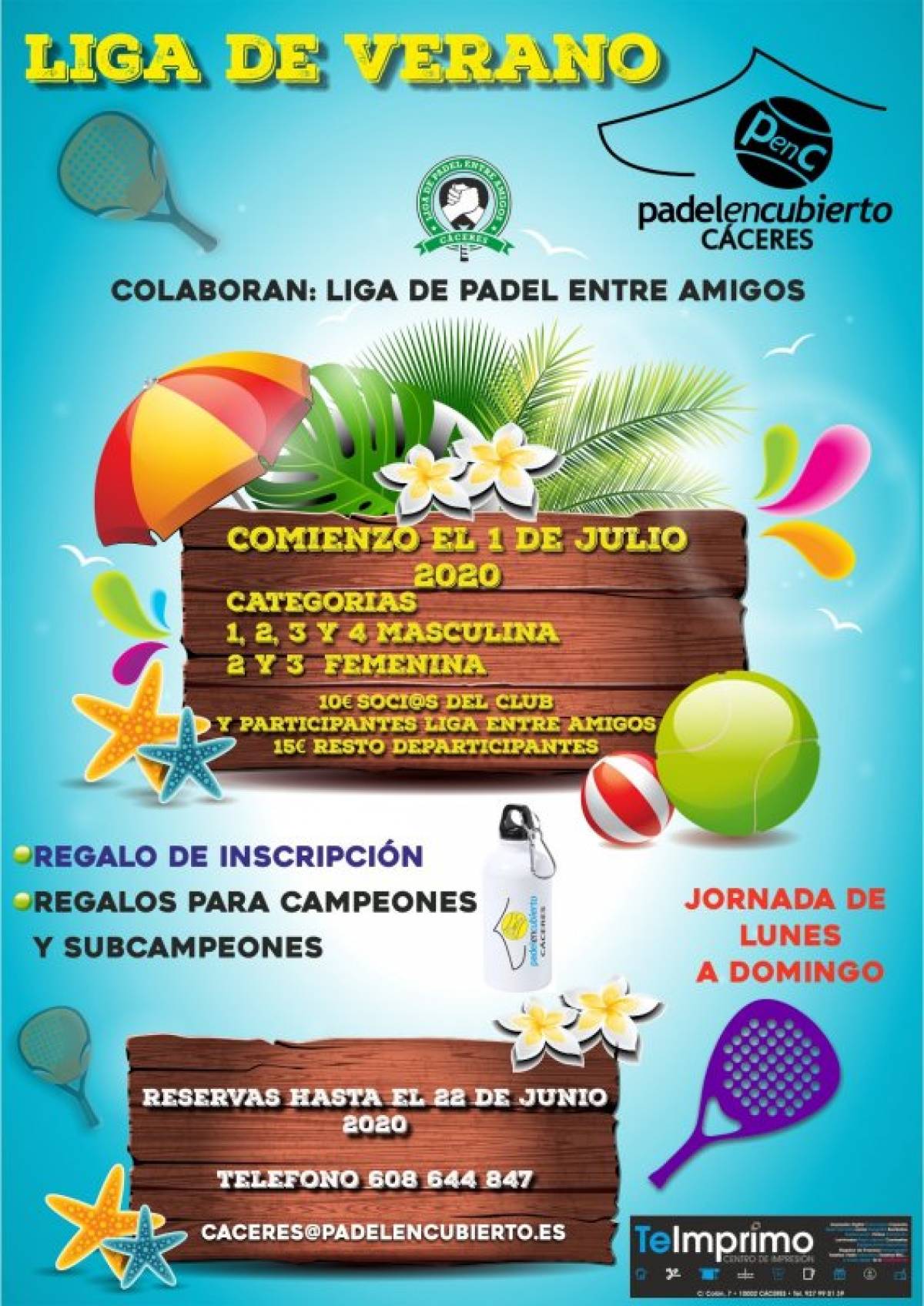 IV LIGA DE VERANO PADEL EN CUBIERTO CÁCERES 2020