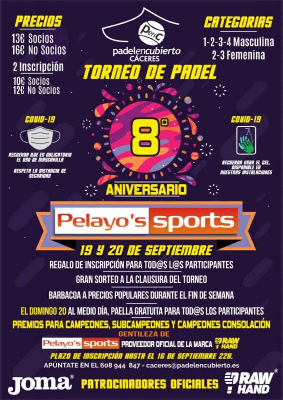 Torneo 8º aniversario Pelayo´Sports - Pádel en Cubierto Cáceres