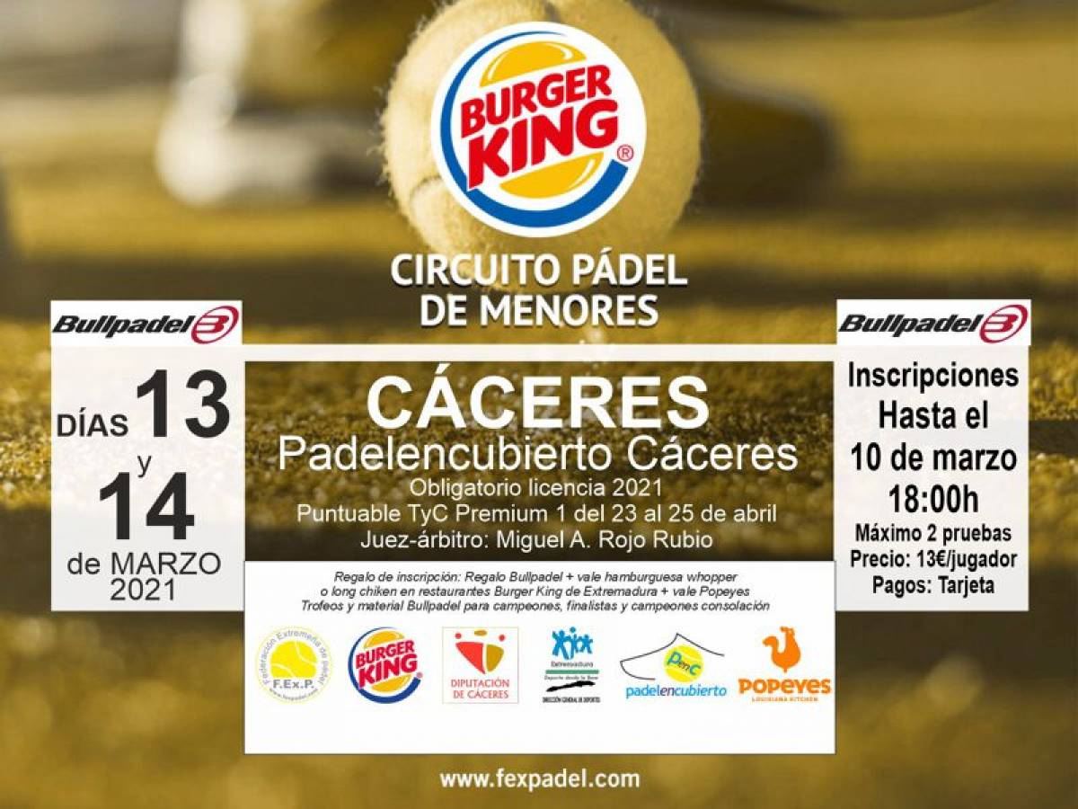 1ª PRUEBA CIRCUITO BURGER KING DE MENORES EN CÁCERES 2021 13-14 DE MARZO