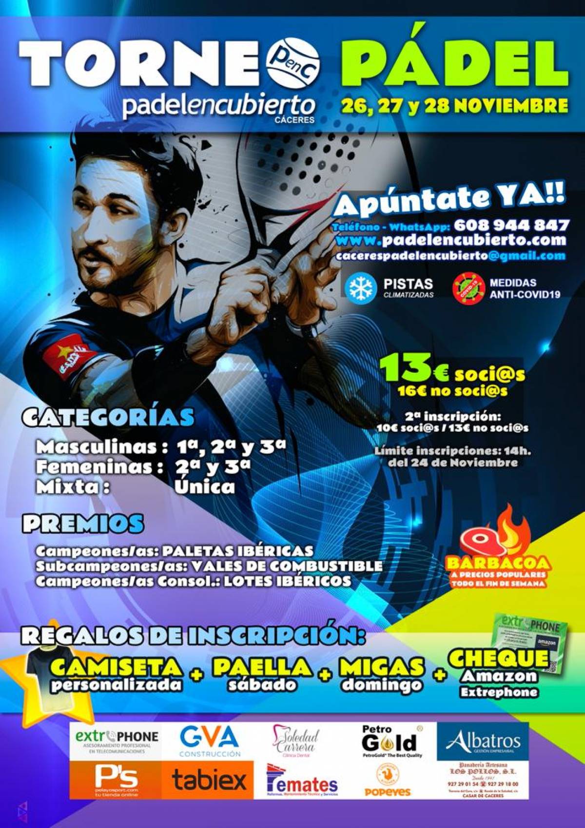 Torneo Otoño Padelencubierto Caceres 26-27 y 28 de Noviembre 