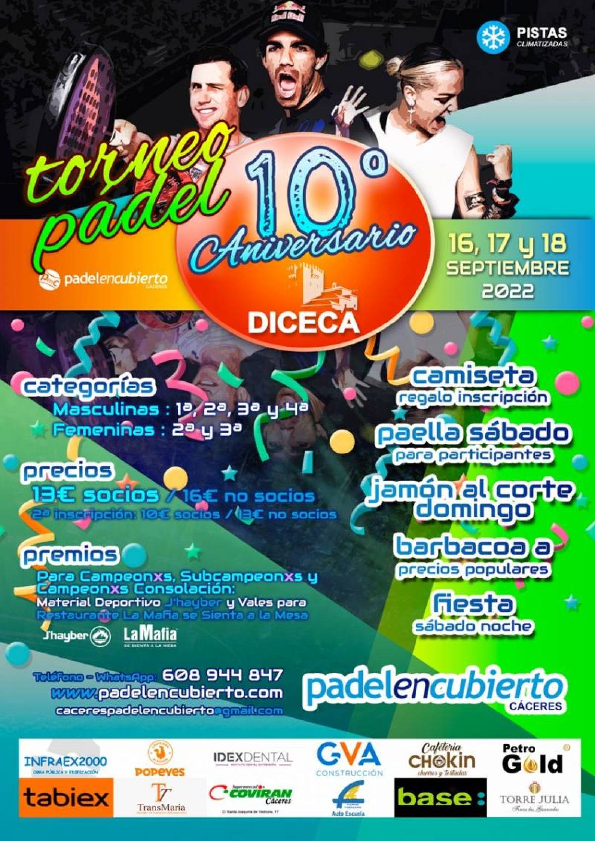 Torneo 10º aniversario Pádel en Cubierto Cáceres-Almacenes DICECA