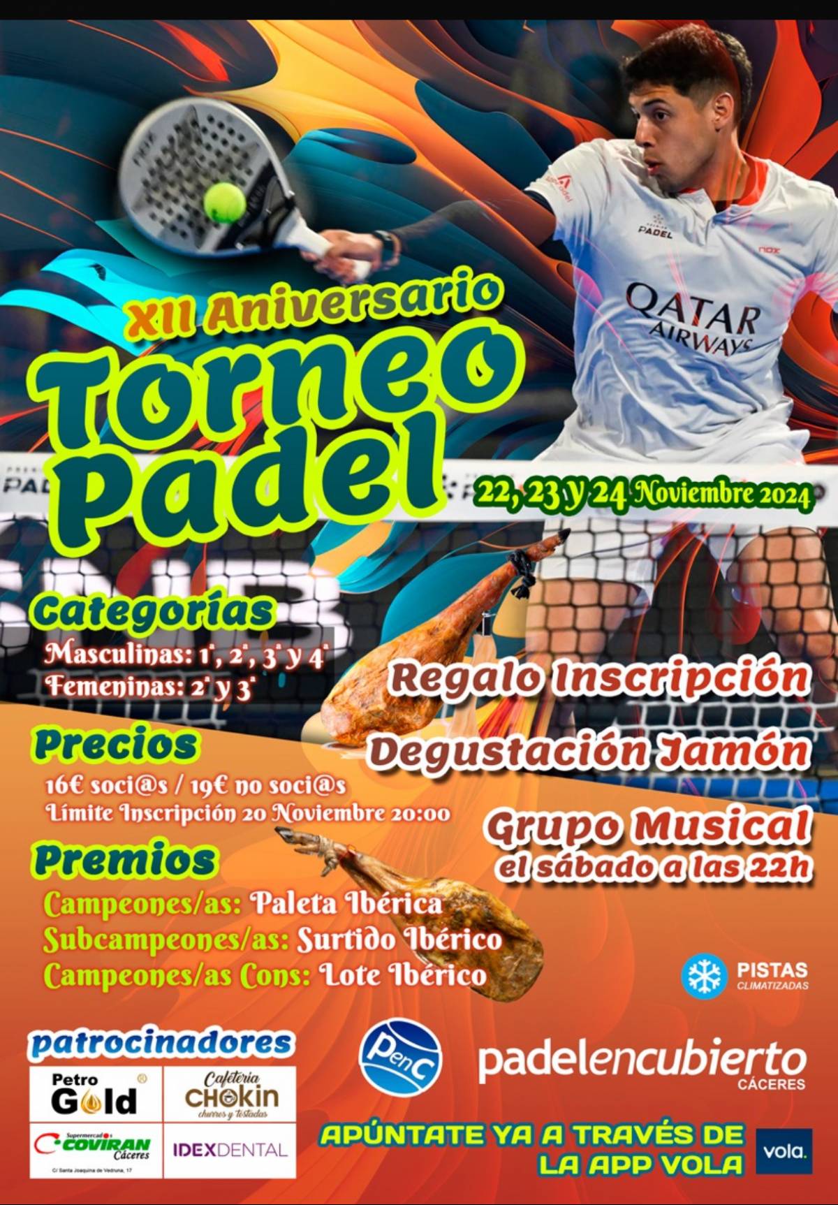 TORNEO 12º ANIVERSARIO 22-23 y 24 de Noviembre en PADELENCUBIERTO CÁCERES